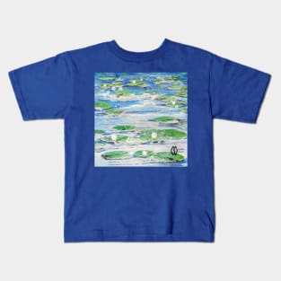 Lily pads on the lake, foam on the water Kids T-Shirt